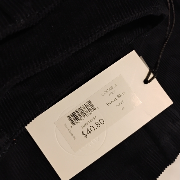 Navy Blue Corduroy Midi Skirt - Picture 7 of 8